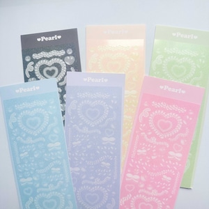 KPop Polco Deco Pegatinas "Big Pearl Heart" - 1 PC / kawaii lindo kpop toploader calcomanía deco polco diario coreano scrapbooking