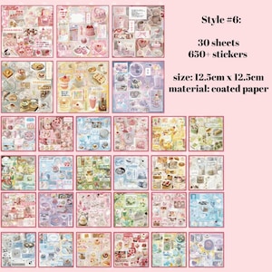 45 Pages/800 stickers Japanese Retro Sticker Book | kpop polco kawaii cute kpop decal deco polco korean journaling scrapbooking stationery