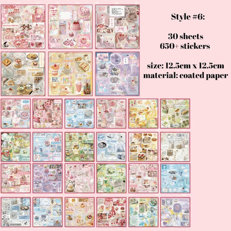 45 Pages/800 stickers Japanese Retro Sticker Book | kpop polco kawaii cute kpop decal deco polco korean journaling scrapbooking stationery