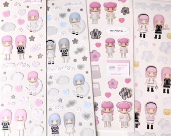 Pegatinas decorativas KPop Polco "Chica Linda" - 1 unidad / Pegatinas kawaii lindas de Kpop para cargador superior, decoración de polco, diario coreano, scrapbooking