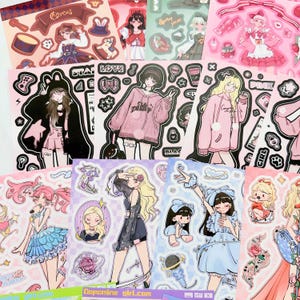 Kpop Polco Deco Stickers "anime Girl" Sticker - 8 PCS | Kawaii Cute ...