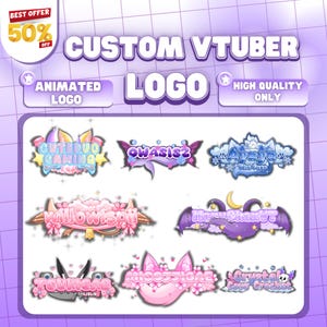 Custom Cute Vtuber Logo Text, Cute Logo, Chibi Logo, Kawaii Logo Text, PNGTuber Logo, GIFTuber Logo | Live2d | Vtuber