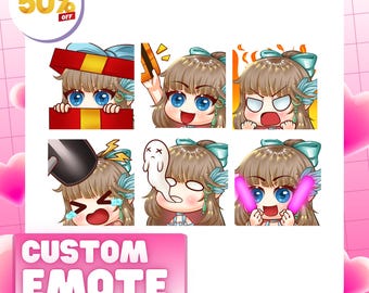 Custom Chibi Twitch Emotes | Animated Emotes, Discord, Vtuber