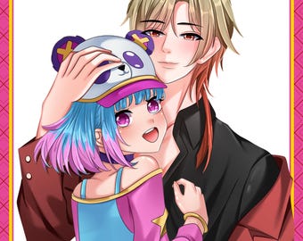 Benutzerdefinierte Valentinstag Anime Paar Illustration, Avatar Icon PFP, VTuber, Twitch & Discord