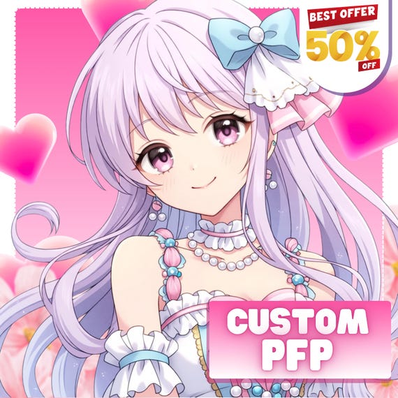 Custom Anime PFP Avatar Icon VTuber Profile Picture for Twitch Discord YouTube OC Commission