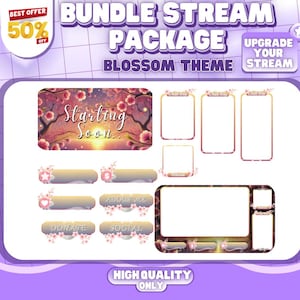 Twitch Overlay Cherry Blossom, Sakura Boom, Overlay Package | Japan Theme | Vtuber Overlay | Falling Cherry Blossom | Pink Sakura Game Room