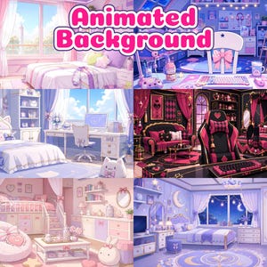 Individuell animierter Vtuber Hintergrund Stream Overlay Anime Illustration PNGtuber