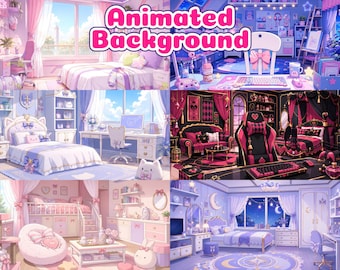Individuell animierter Vtuber Hintergrund Stream Overlay Anime Illustration PNGtuber