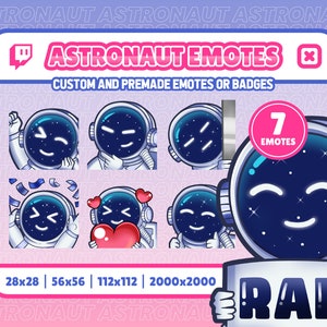 Astronaut Twitch Emotes Pack, Character Twitch Emotes, Emotes Pack For Streamer, Discord, Youtube