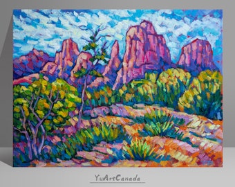 Arizona landscape impressionist painting landscape painting original oil painting oil painting on canvas wall art EC#82