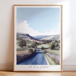 The Peak District England Print, Peak District Travel Poster Wall Art, Peak District Poster Print, Peak District England Wall Travel Decor
