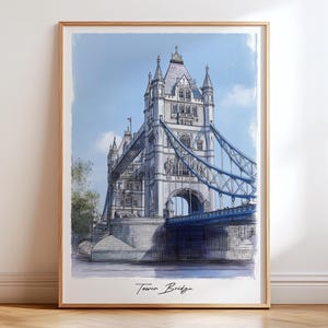 Tower Bridge London Print, London Travel Poster Wall Art, London Eye Poster Print, London Poster, London Travel Decor, London Art Decor