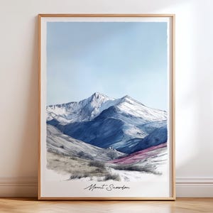 Mount Snowdon Wales Print, Mount Snowdon Travel Poster Wall Art, Wales Poster Print, Wales Travel Decor, Snowdon Art Decor, Snowdon Gift