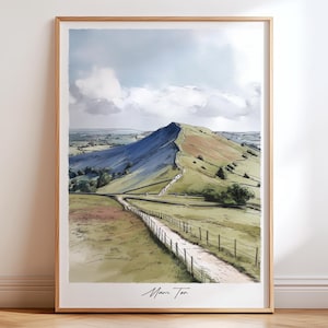 Mam Tor Peak District England Print, Peak District Mam Tor Travel Poster Wall Art, Peak District Poster Print, Peak District England Decor