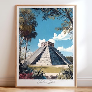 Chichén Itzá Mexico Travel Print, Mayan Mexico Travel Poster Wall Art, Mexico Poster Print, Travel Decor, Mayan Mexico Gift, Mexico Art