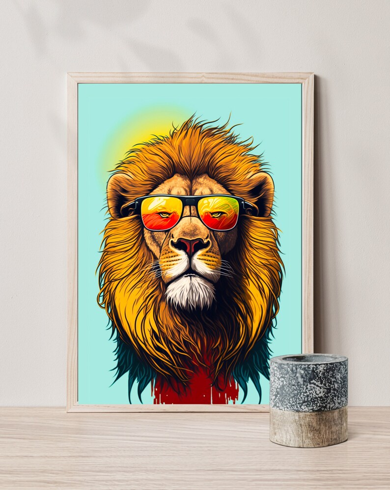 Lion With Sunglasses Lion Animal Art Print Lion Animal Print Etsy UK