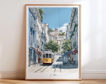 Lisbon Portugal Print: Watercolour Travel Poster Wall Art NOT FRAMED
