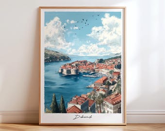 Dubrovnik Old Town Watercolour Print: Croatia Travel Poster NOT FRAMED
