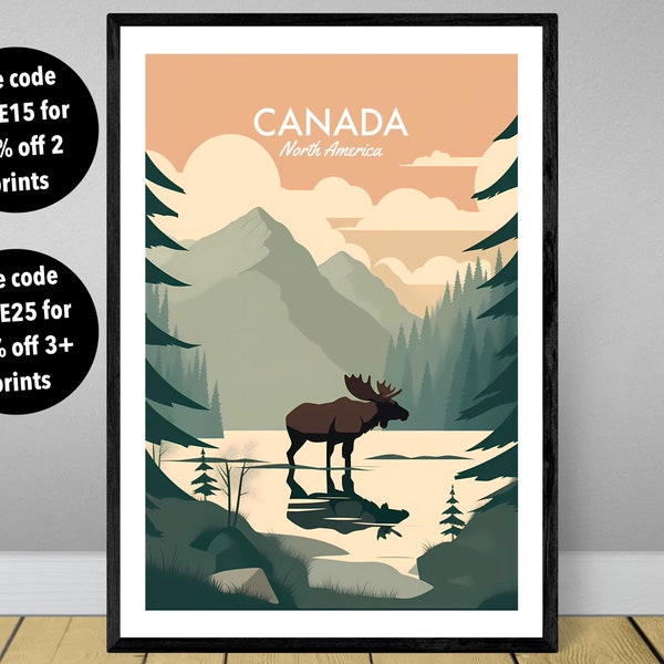 The Canadian Moose travel poster art print, Canada travel poster, Canada travel print, UNFRAMED