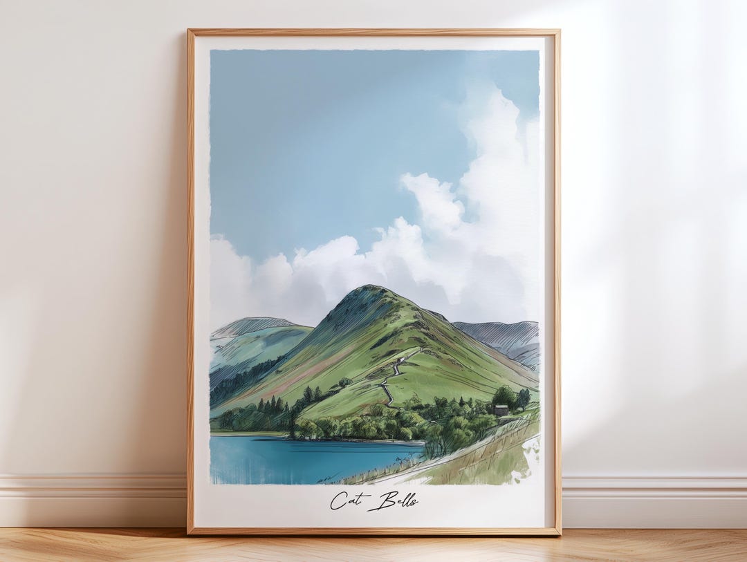 Cat Bells Lake District England Print, Lake District Travel Poster Wall Art, Lake District Poster Print, Lake District England Wall Art