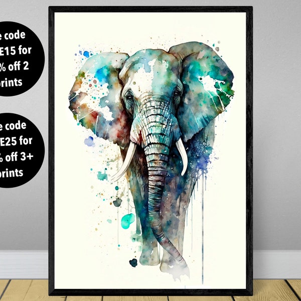 Watercolour Elephant Animal Art Print, Elephant Animal Print Elephant Print Elephant Wall Art Print Elephant Art Elephant Animal Gift