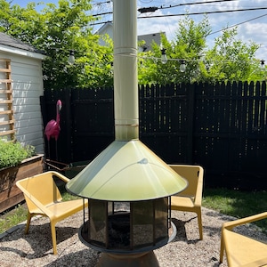 Mid Century Modern Firepit Freestanding MALM, PREWAY, Vintage CAROUSEL pale green