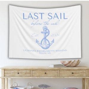 Custom Bachelorette Tapestry: Last Sail Before the Veil, Coastal Banner