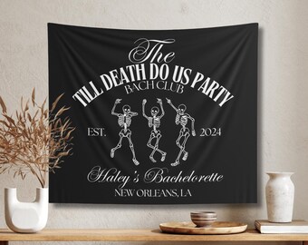 Til Death Do Us Party Bachelorette Party Banner, Halloween Bachelorette, Gothic Bachelorette Flag, Till Death Bach Tapestry, Bridal Backdrop