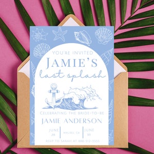 Coastal Bachelorette Invitation & Itinerary: Beach Party, Editable Template (Canva)