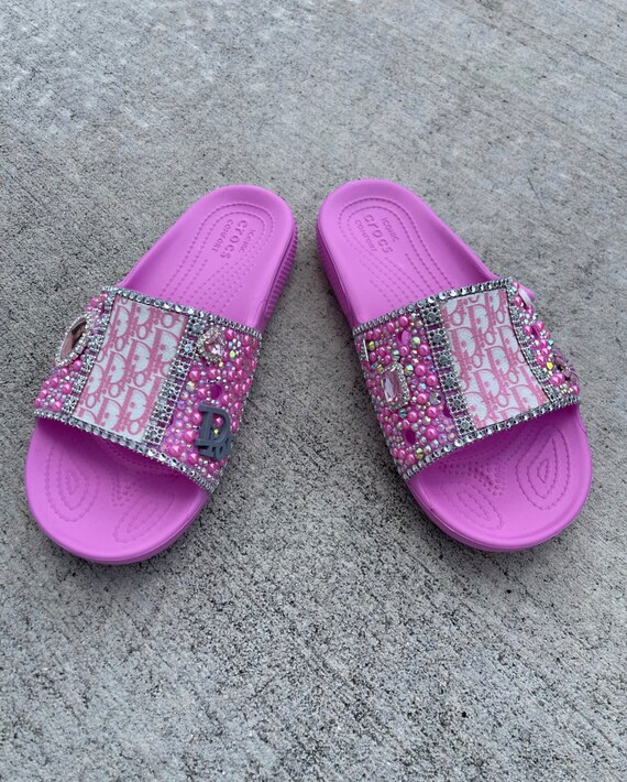 Purple croc slides sale