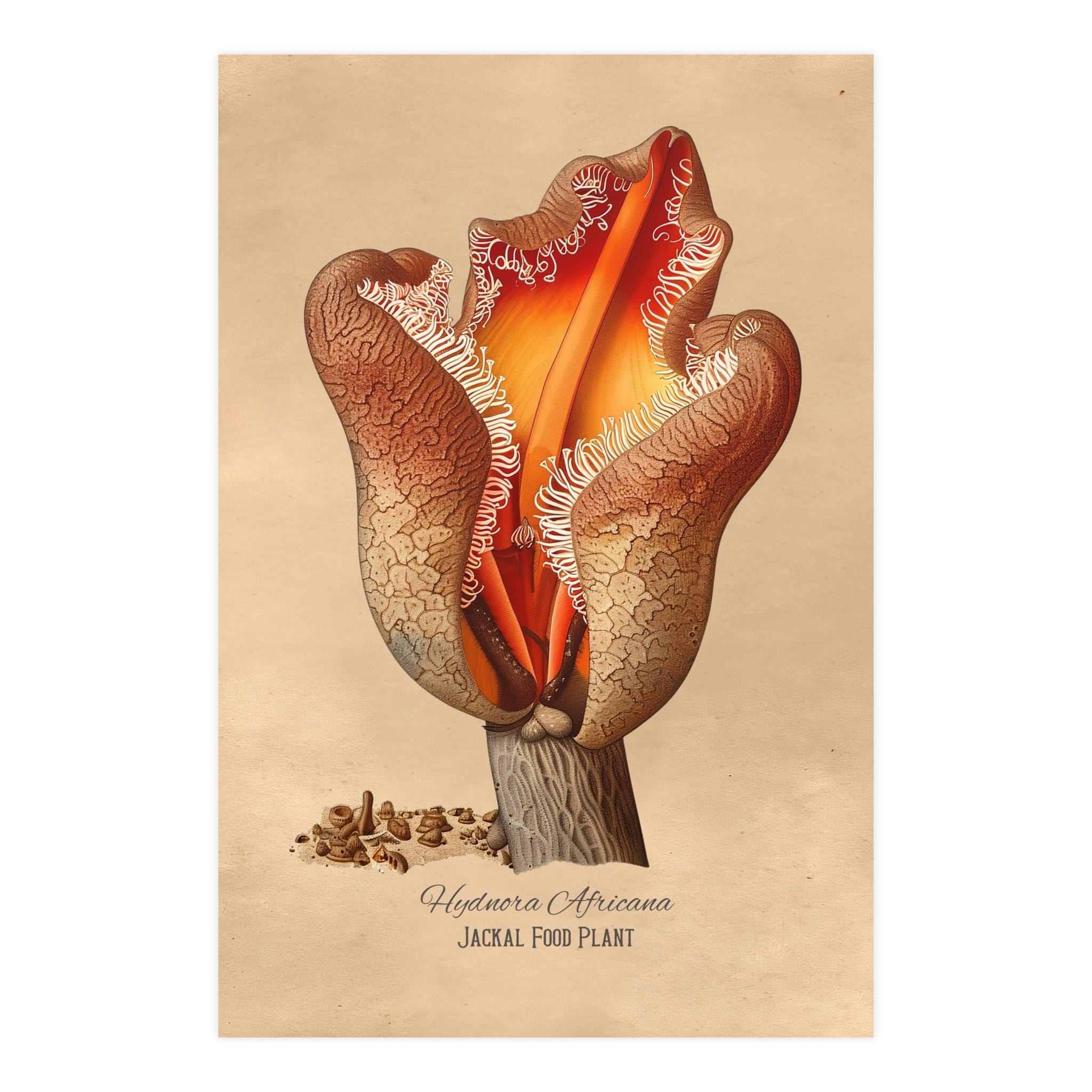 Jackal Food Plant Print | Hydnora Africana Art | Alien Botanical