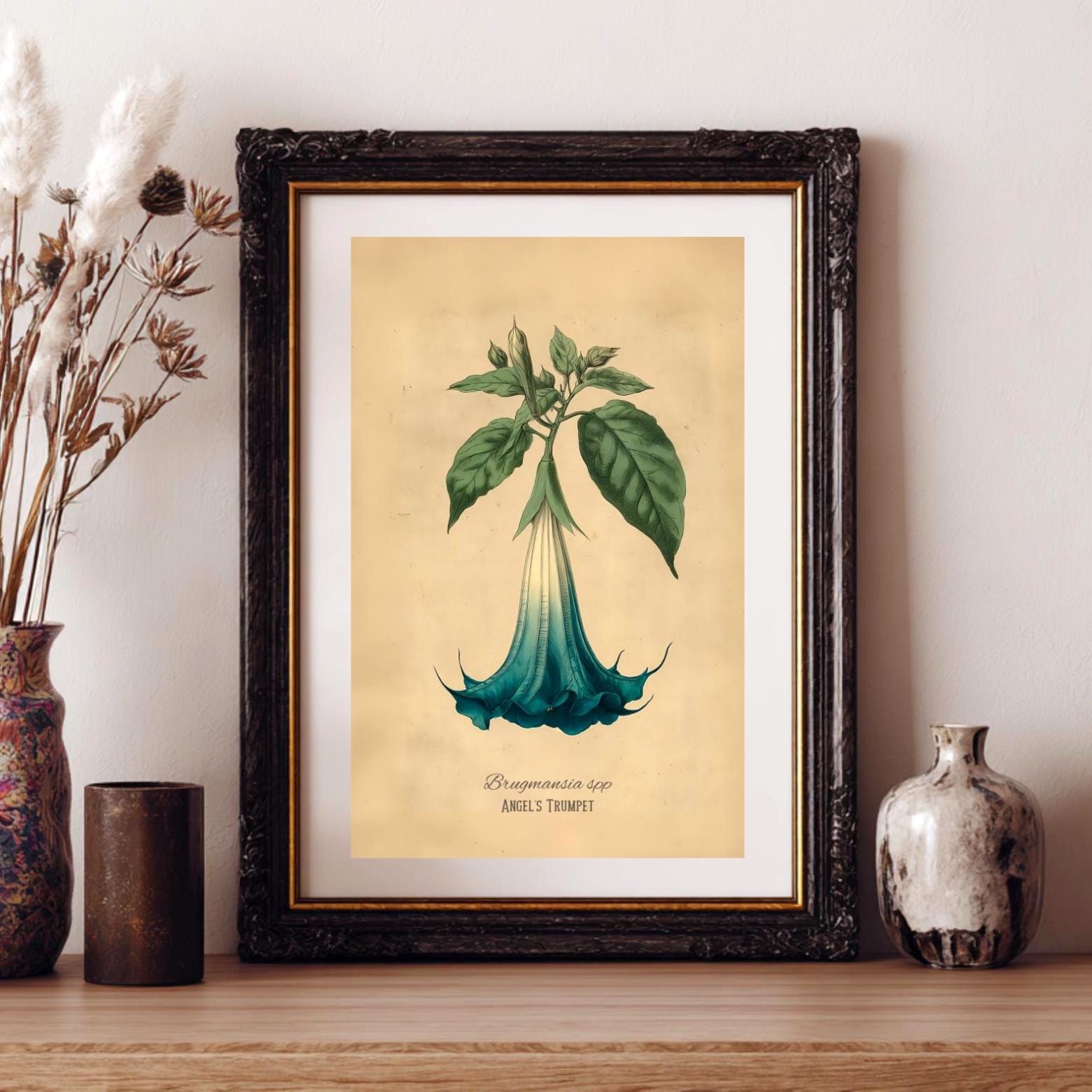 Blue Angel's Trumpet Poison Plant Illustration Fine Art Matte