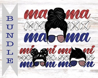 Mama and Mini Girl and Boy Fourth of July  Bundle | Independence Day T-shirt | Family | Digital Download | SVG | PNG