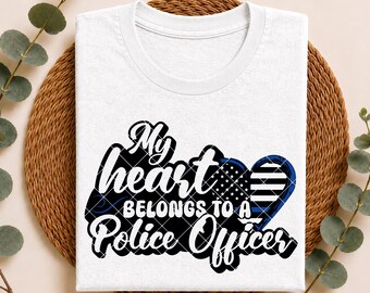 Corazón de policía SVG: Diseño de línea azul delgada (descarga digital)