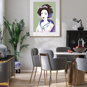 Hand Drawn Asian Woman, Beautiful Digital Art Print, Original Art