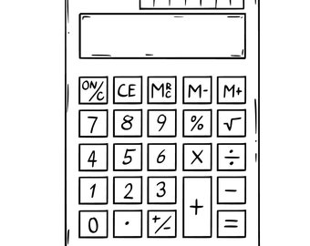 Digital calculator, SVG Calculator, Calculator Outline SVG, 12 Digit Display for Home, Office, School Stationary Calculator