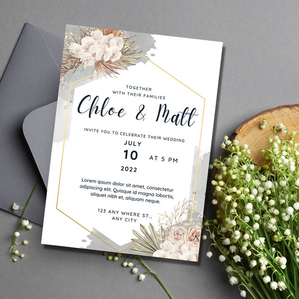 Join Us for Our Wedding Celebration| Digital Download Printable Wedding Invitation Template, Printable Editable Wedding Invitation Template.