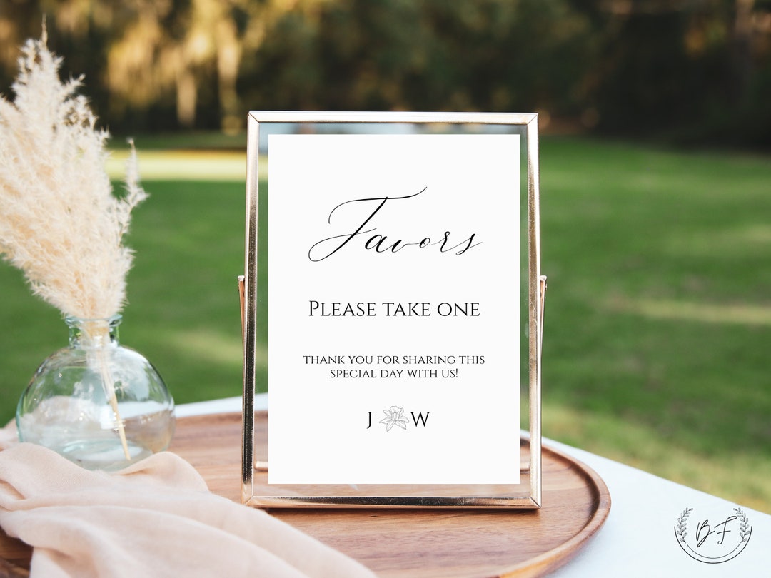 Wedding Favors Sign Template, Wedding Favor Sign, Printable Favors ...