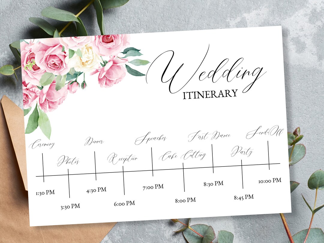 Watercolor Floral Wedding Timeline Minimalist Wedding Sign Etsy