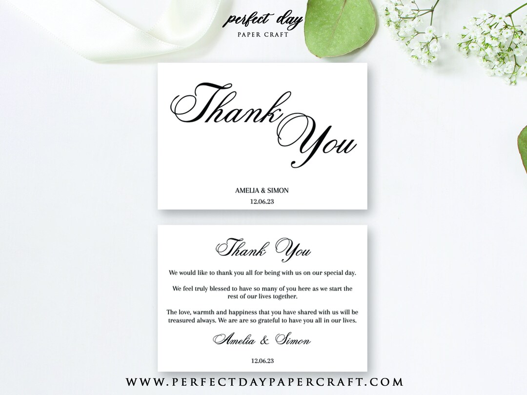 Wedding Template - Instant Download , Modern Thank You Card – Editable ...