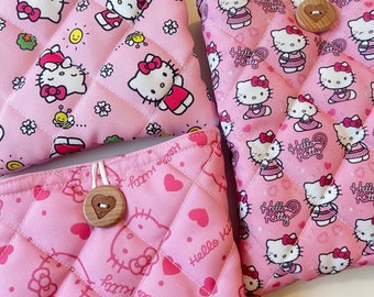 Kitty Kindle Sleeve Cover -  Kindle Papwerwhite - Bookish Gifts - Handmade Kindle Accessories - Quilted Sleeve - 6x7 Inches -