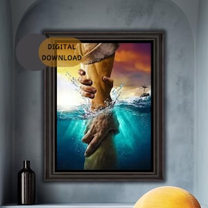 Arte stampata digitale - Mano amica / Mano di Dio / Arte religiosa / Arte murale motivazionale / Casa / Ufficio / Chiesa / Religiosa / Arte cristiana