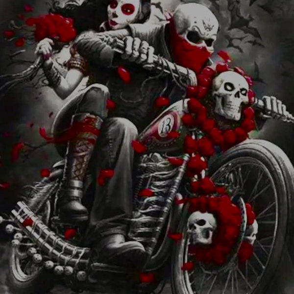 Digital Print Art - Ghost Rider Couple / Death Love / Beautiful Dark Art / For Office and Home Decors / Print your size of Choice