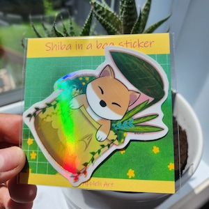 Shiba vinyl holo sticker 2.75 inch - stationery - kawaii sticker - illustration sticker - scrapbook - laptop sticker