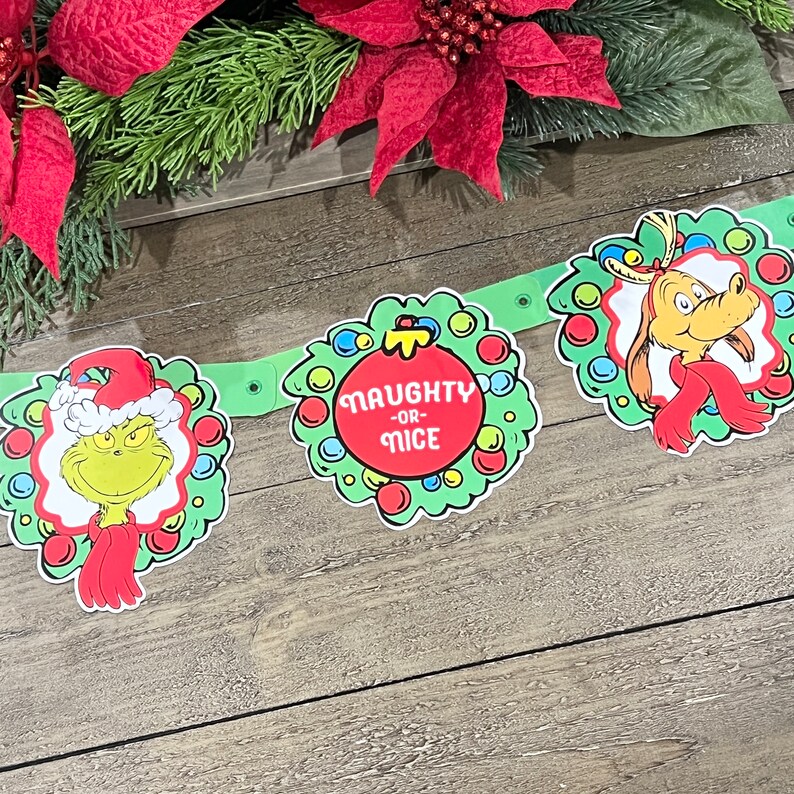 Grinch Garland, Grinch Party Supplies, Grinch Paper Garland, Grinch