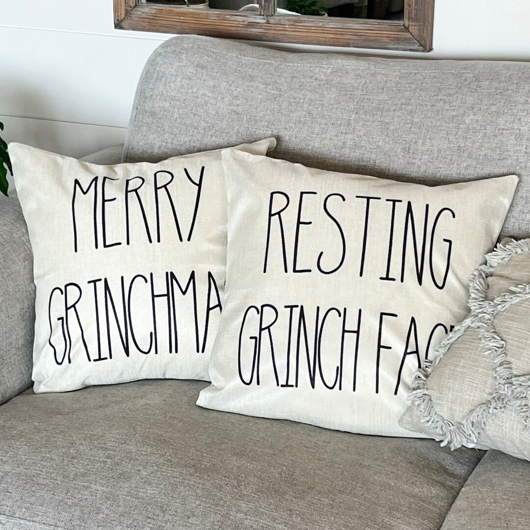 Set of 2 Grinch Pillow Covers Grinch Pillows Rae Dunn Style Etsy