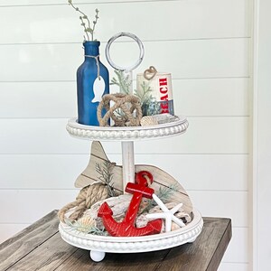 Beach Tier Tray Decor, Ocean Decor, Beach Decor, Tiered Tray Bundle, Beach Decor Set, Fish Tray Decor,