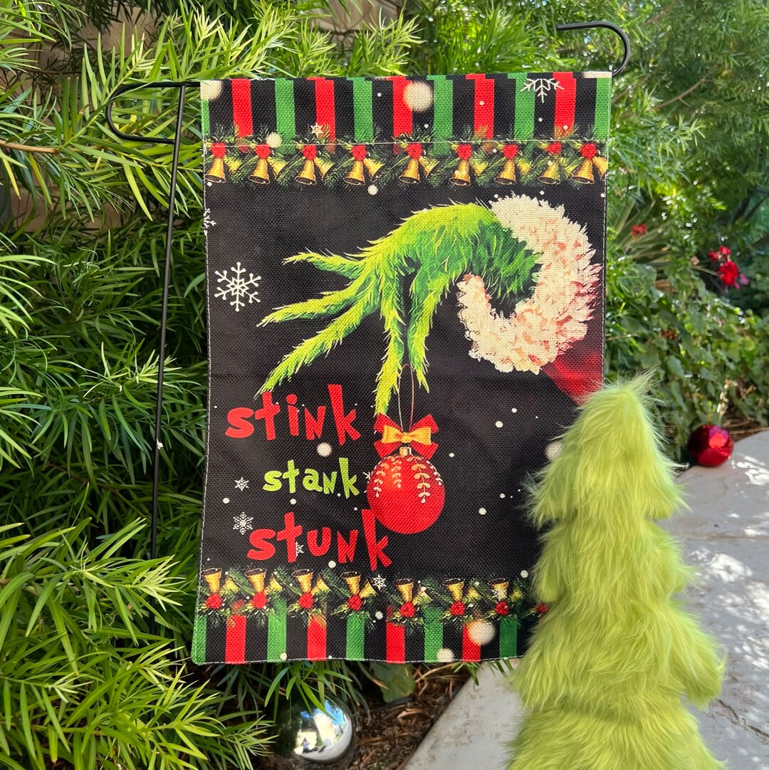 Grinch Garden Flag, Grinch Yard Sign, Christmas Garden Flag, Grinch