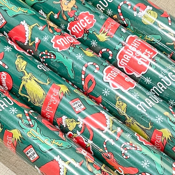 Grinch Wrapping Paper, Large Wrapping Paper Roll, Full Roll