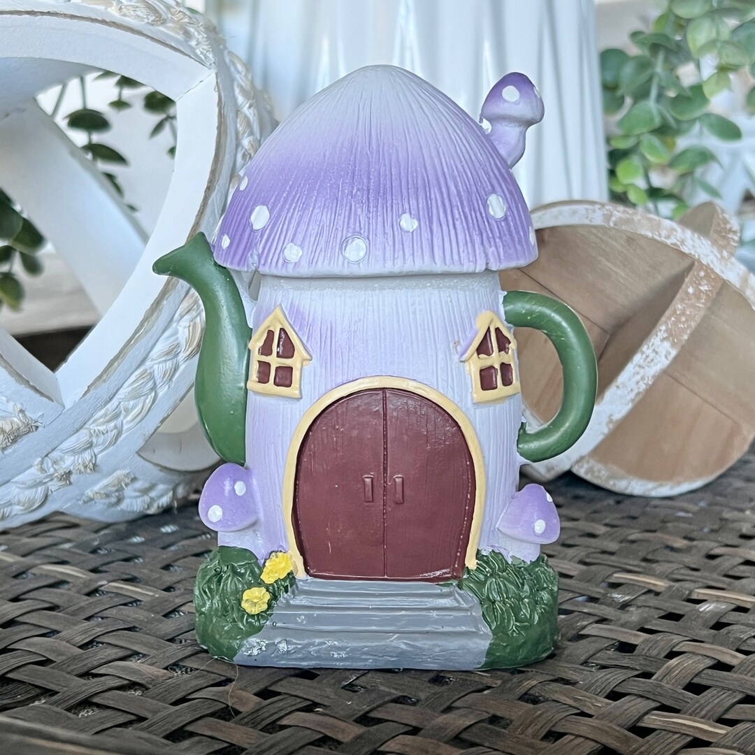 Mini Mushroom House, Floral Fairy Garden Decor - Etsy